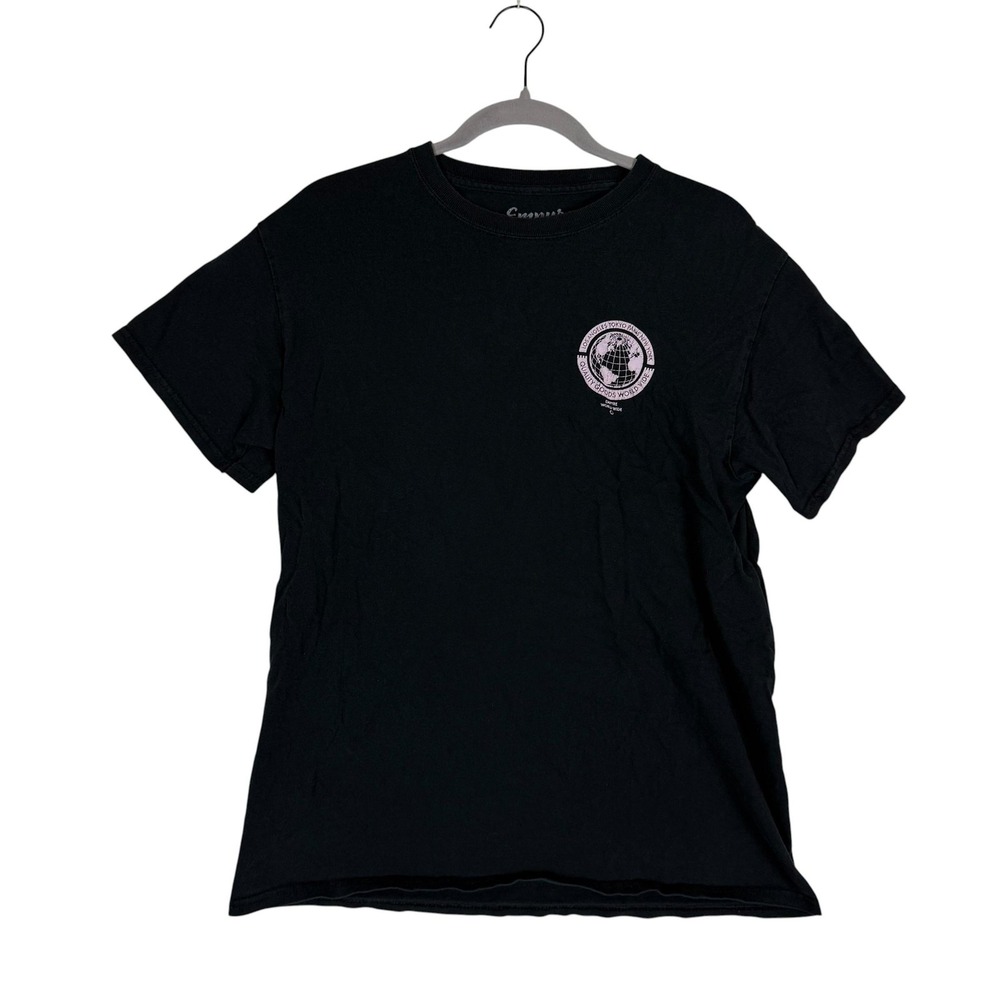 Empyre Shirt Mens Medium Black World Map Globe Graphic Tee Back Print Travel